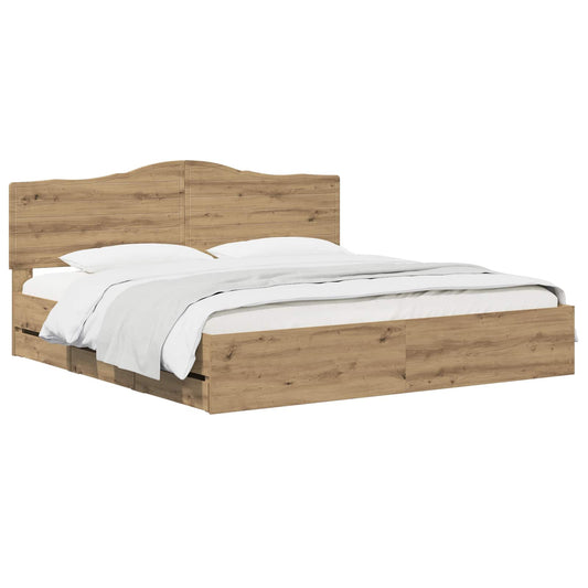 vidaXL Bed Frame with Storage and Headboard Artisan Oak 180 x 200 cm 2