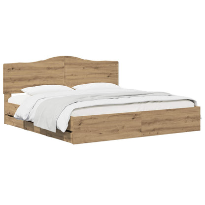 Bed Frame with Storage and Headboard Length 200 cm Artisan oak 180 cm