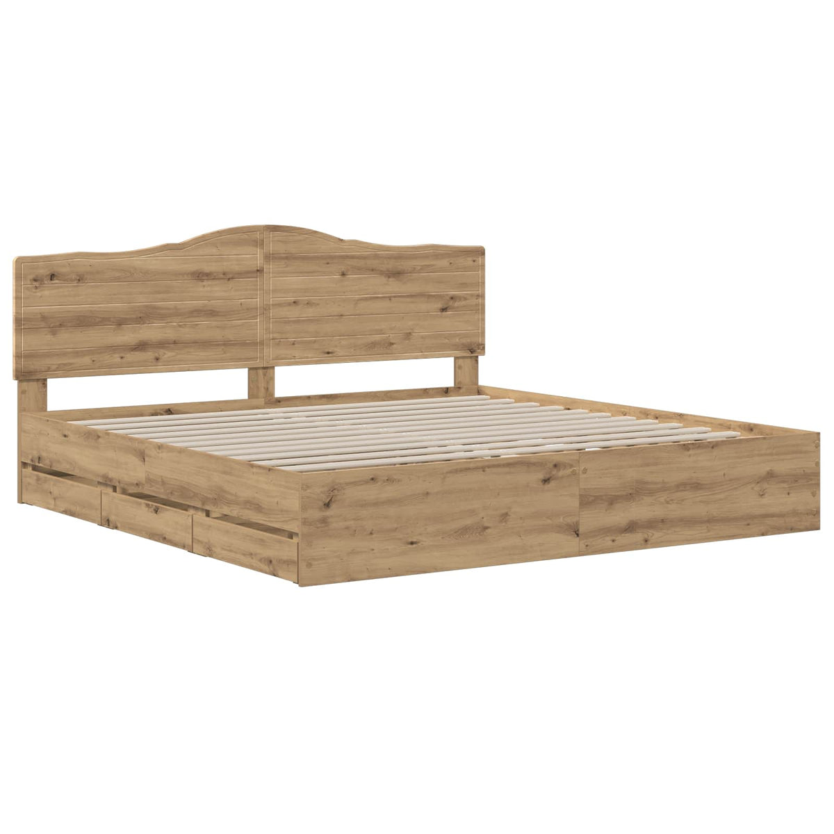 Bed Frame with Storage and Headboard Length 200 cm Artisan oak 180 cm