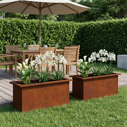 Garden Planter with LED 30 x 60 x 30 cm Steel 2 pcs Weathering steel