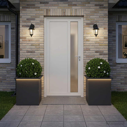 Garden Planter with LED 40 x 40 x 40 cm Steel 2 pcs Black