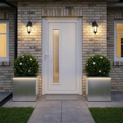 Garden Planter with LED 40 x 40 x 40 cm Steel 2 pcs Galvanised steel