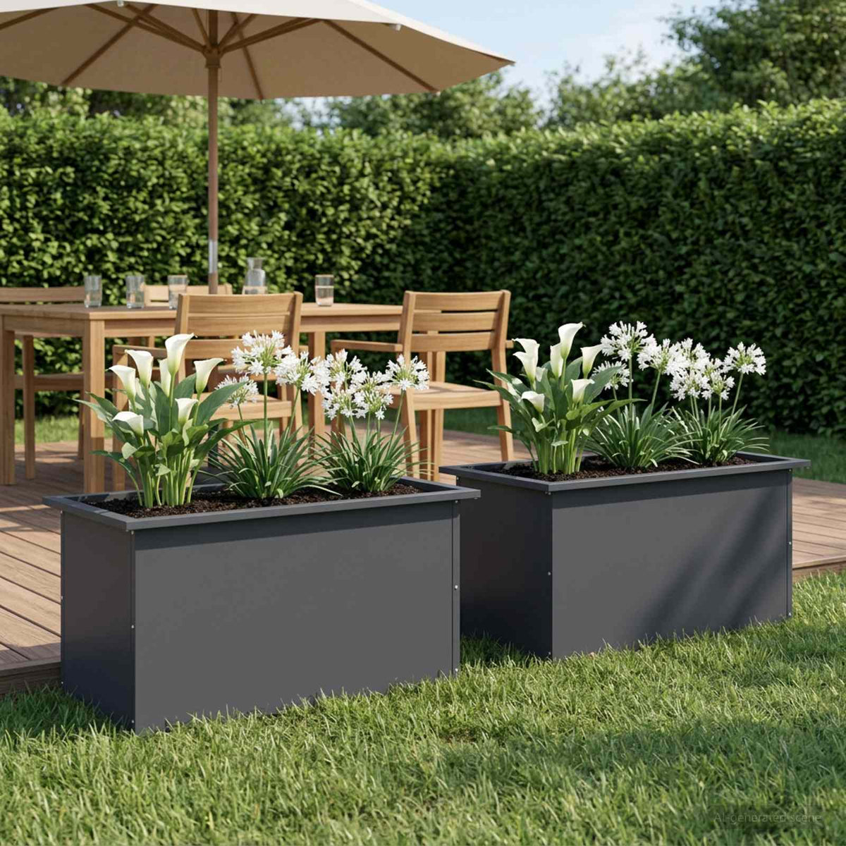 Garden Planter with LED 40 x 80 x 40 cm Steel 2 pcs Anthracite