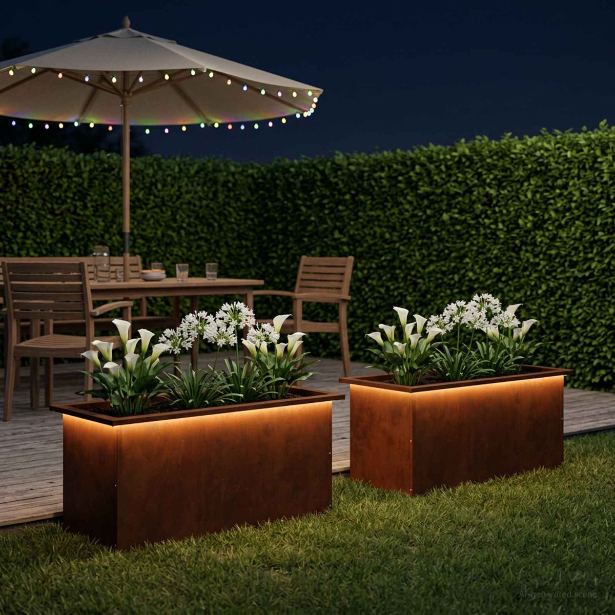 Garden Planter with LED 40 x 80 x 40 cm Steel 2 pcs Weathering steel