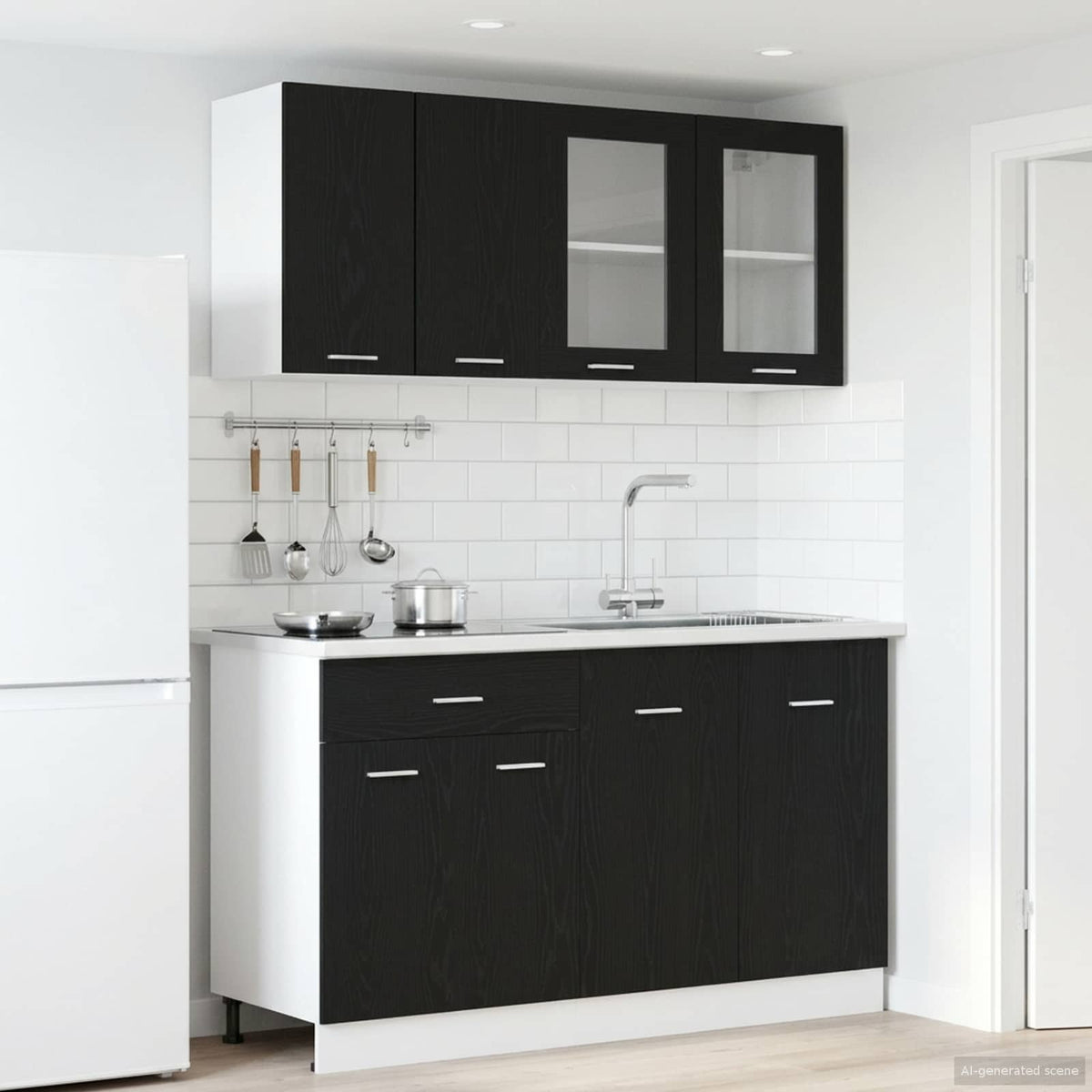 vidaXL Kitchen Unit LYON 4 pcs Black Oak Engineered Wood 1