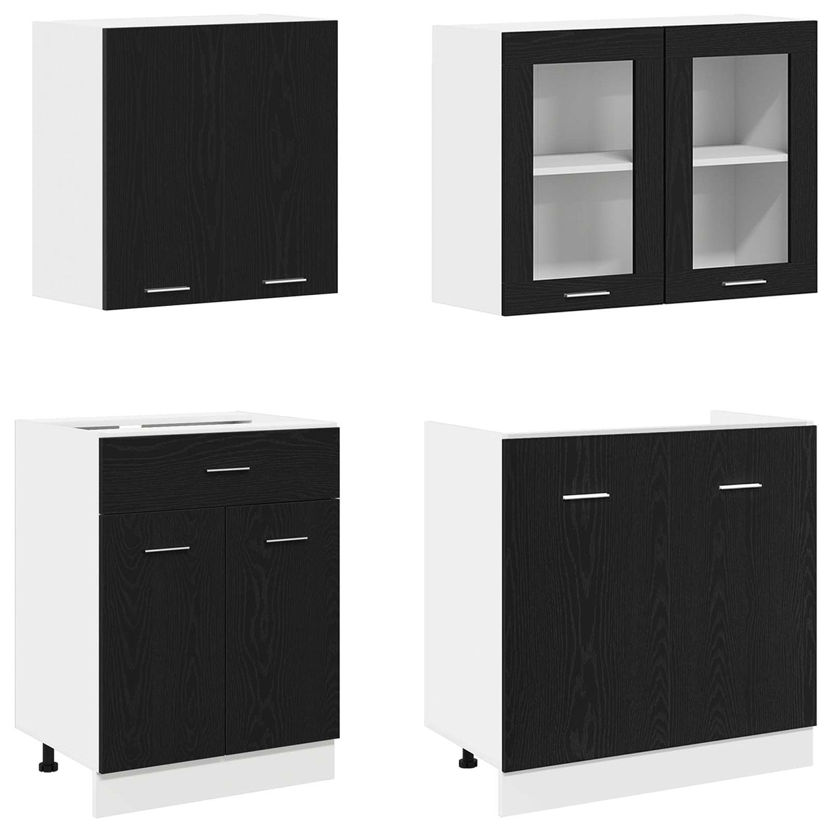 vidaXL Kitchen Unit LYON 4 pcs Black Oak Engineered Wood 4