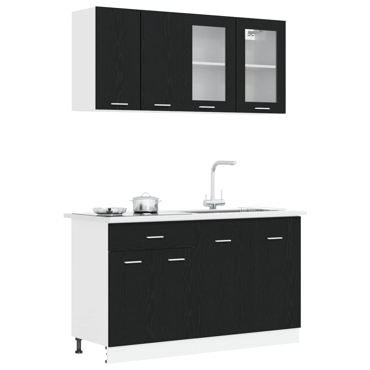 vidaXL Kitchen Unit LYON 4 pcs Black Oak Engineered Wood 3