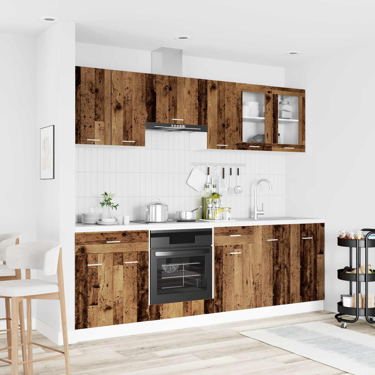 Kitchen Unit Lyon 8 pcs Engineered Wood Old wood