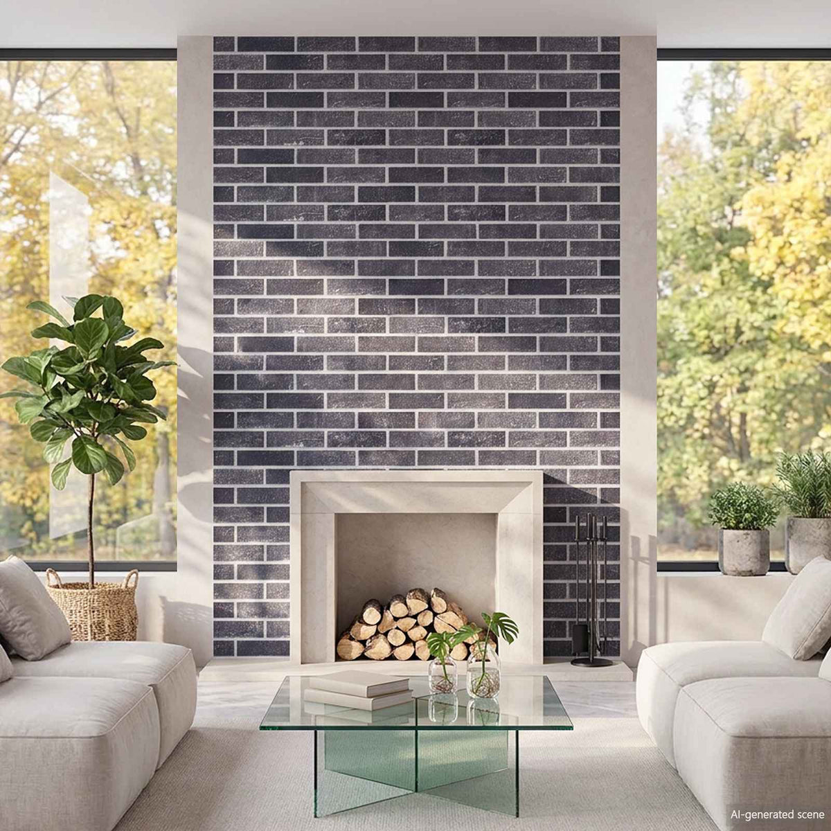 Wall Panels 10 pcs 100 x 50 cm EPS Foam Black and grey