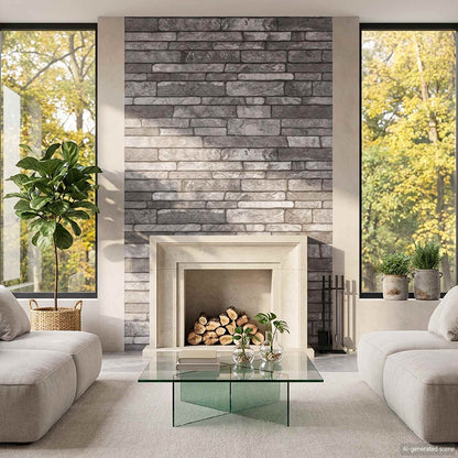 Wall Panels 10 pcs 100 x 50 cm EPS Foam Dark grey
