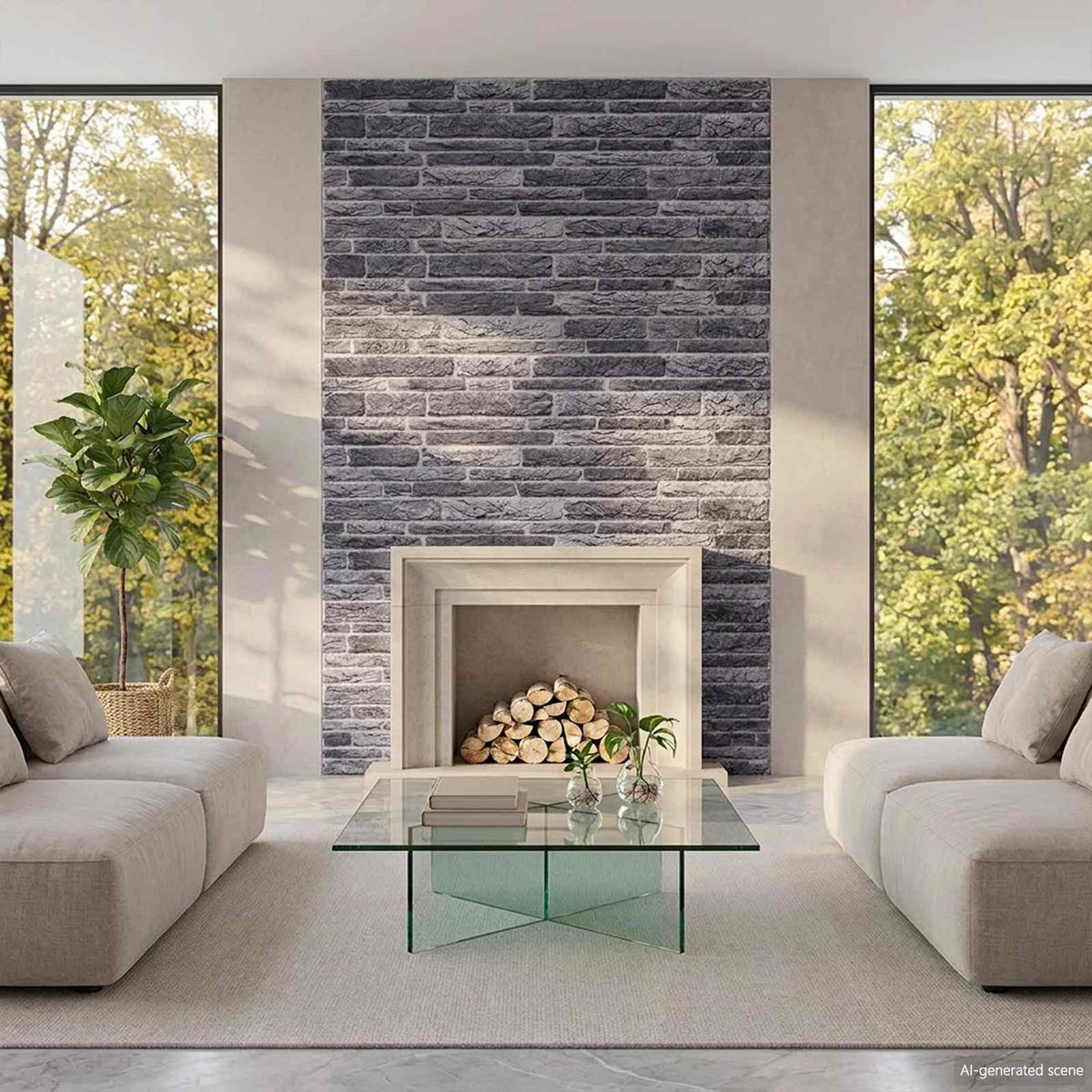 Wall Panels 10 pcs 100 x 50 cm EPS Foam Anthracite