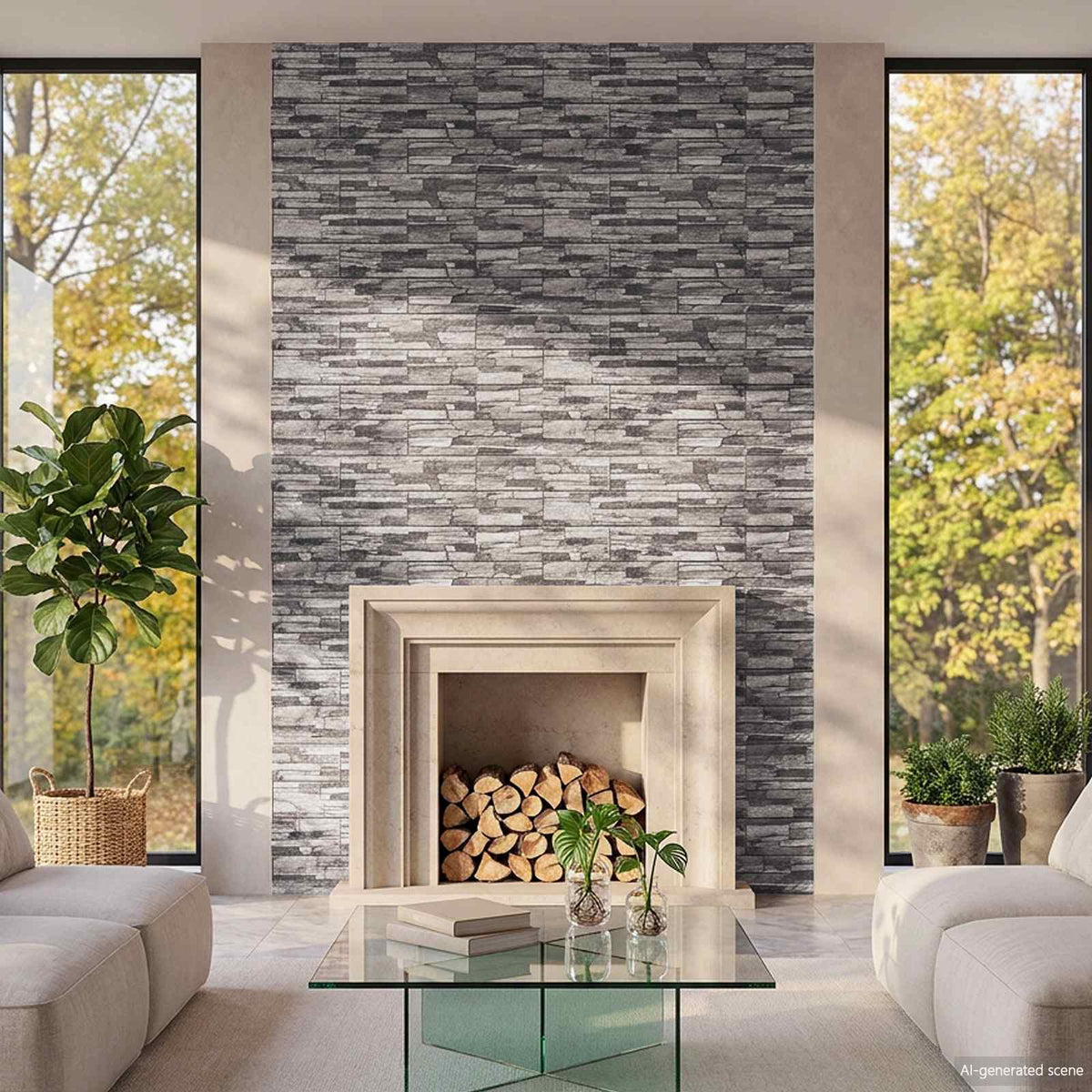 vidaXL Wall Panels 10 pcs 100 x 50 cm Dark Grey and Light Grey 1