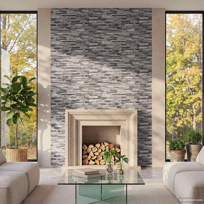 Wall Panels 10 pcs 100 x 50 cm EPS Foam Dark grey and light grey