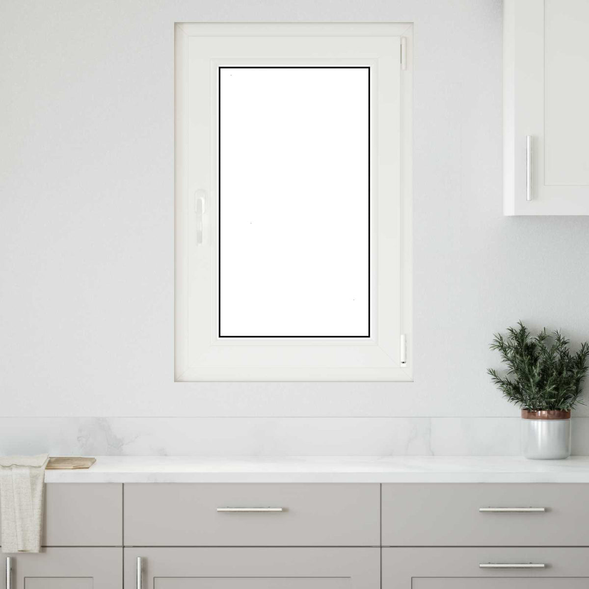 Basement Window Internal Colour RISOR 50 x 50 cm Tilting and Turn Right White Three-layer 60 cm 100 cm