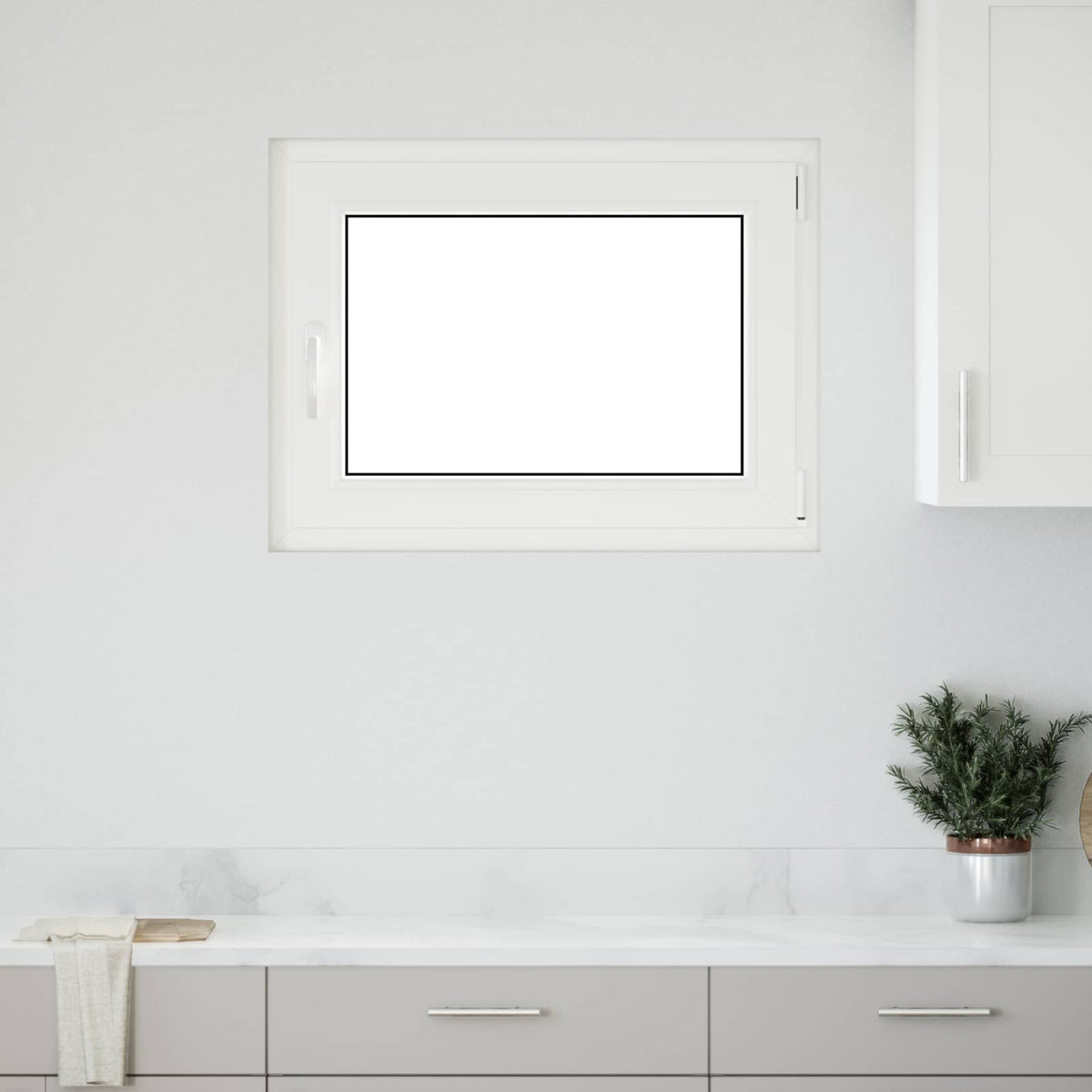 Basement Window Internal Colour RISOR 50 x 50 cm Tilting and Turn Right White Three-layer 80 cm 60 cm