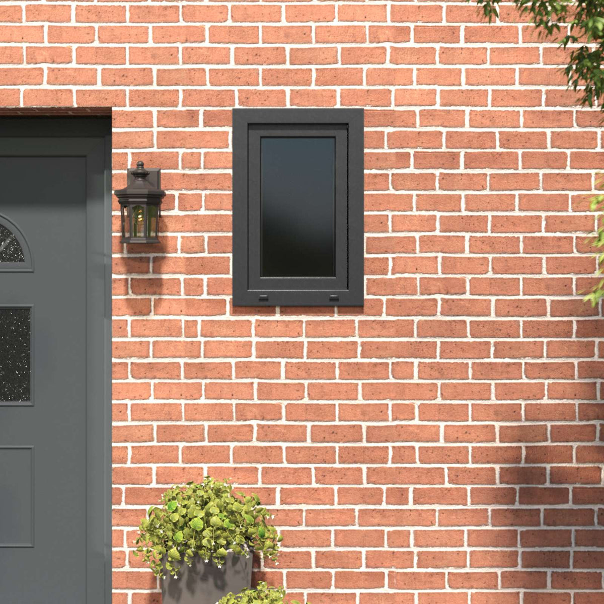 Basement Window Internal Colour White RISOR 80 x 50 cm Tilting and Turn Right Anthracite Two-layer 50 cm 75 cm
