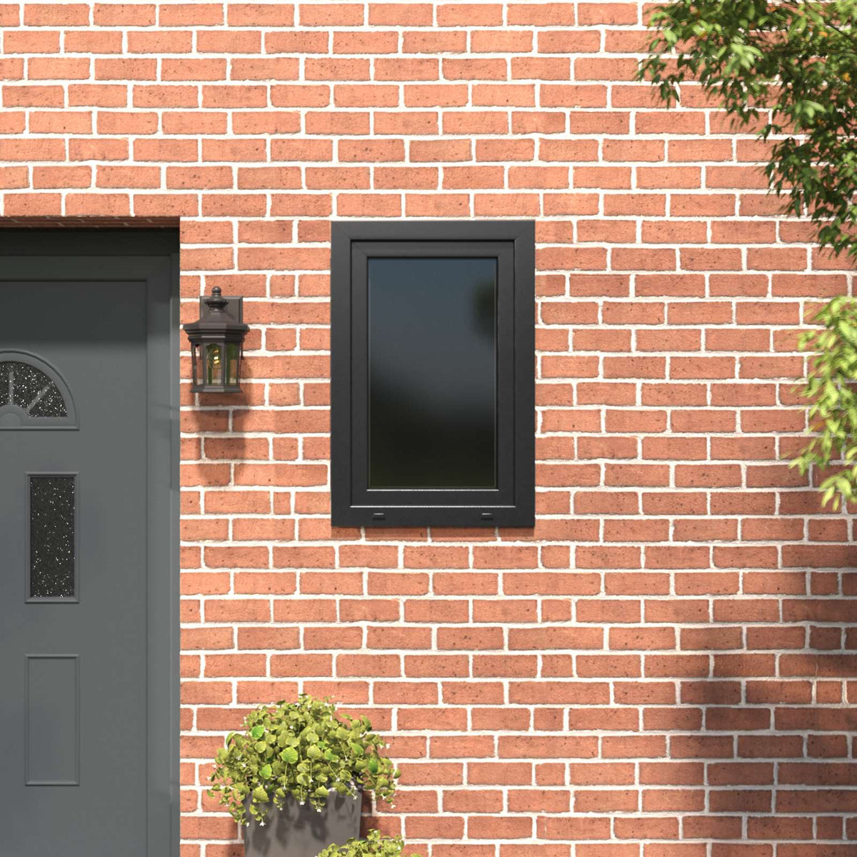 Basement Window Internal Colour White RISOR 80 x 50 cm Tilting and Turn Right Anthracite Two-layer 60 cm 90 cm