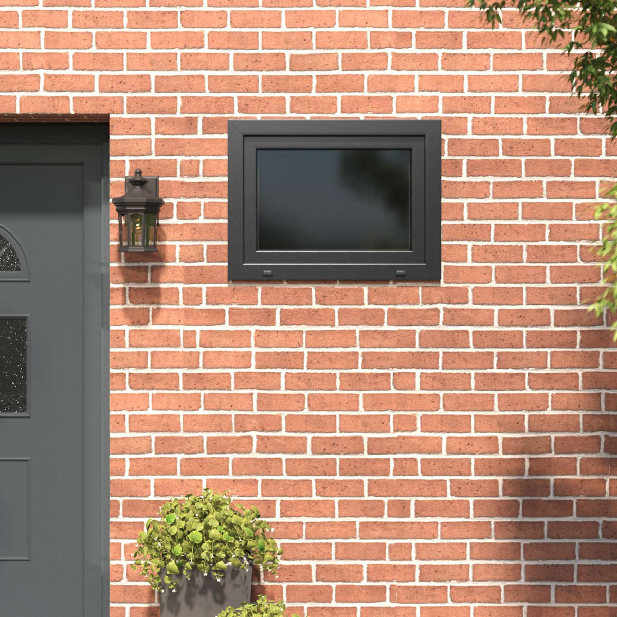 Basement Window Internal Colour White RISOR 80 x 50 cm Tilting and Turn Right Anthracite Two-layer 80 cm 60 cm