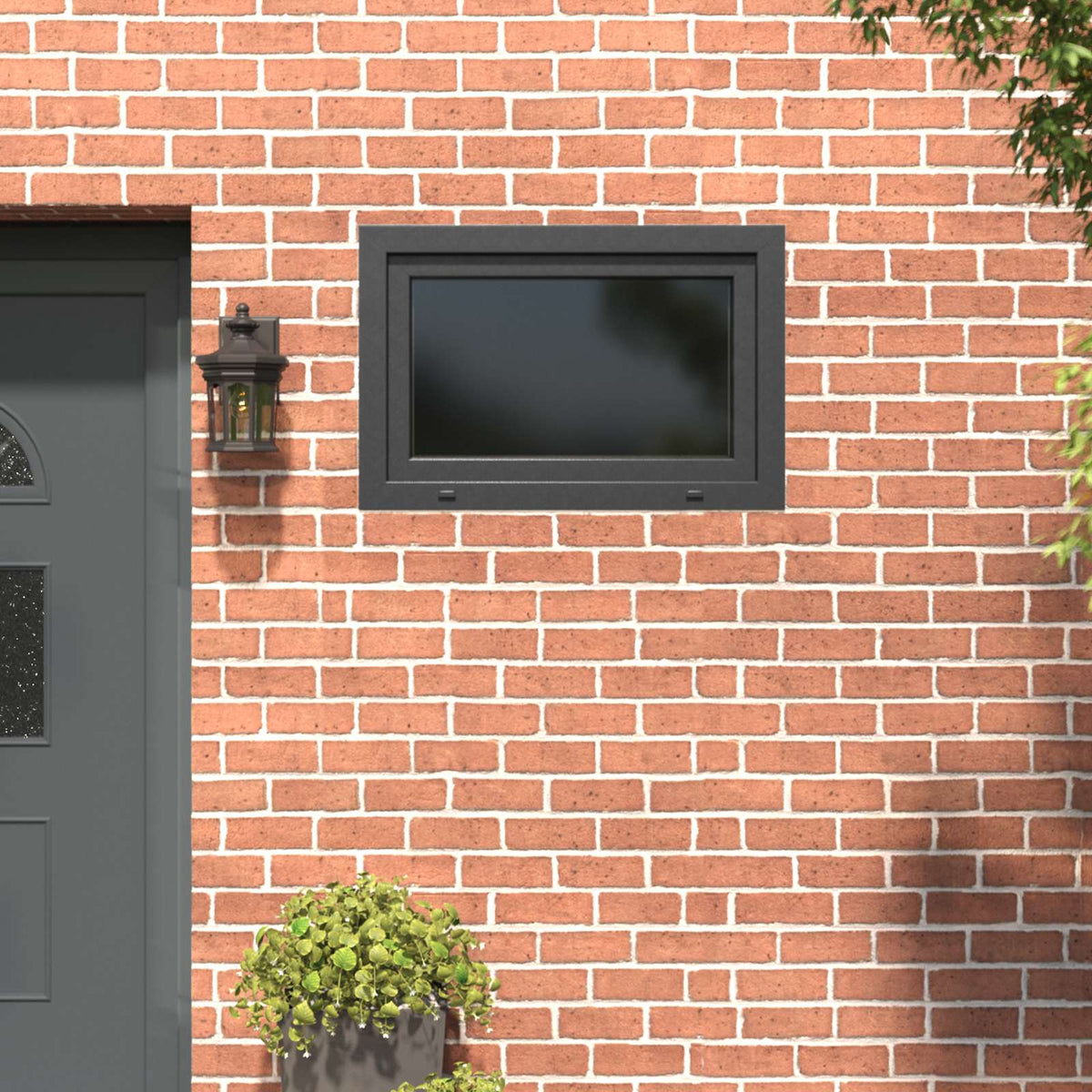Basement Window Internal Colour White RISOR 80 x 50 cm Tilting and Turn Right Anthracite Two-layer 90 cm 70 cm