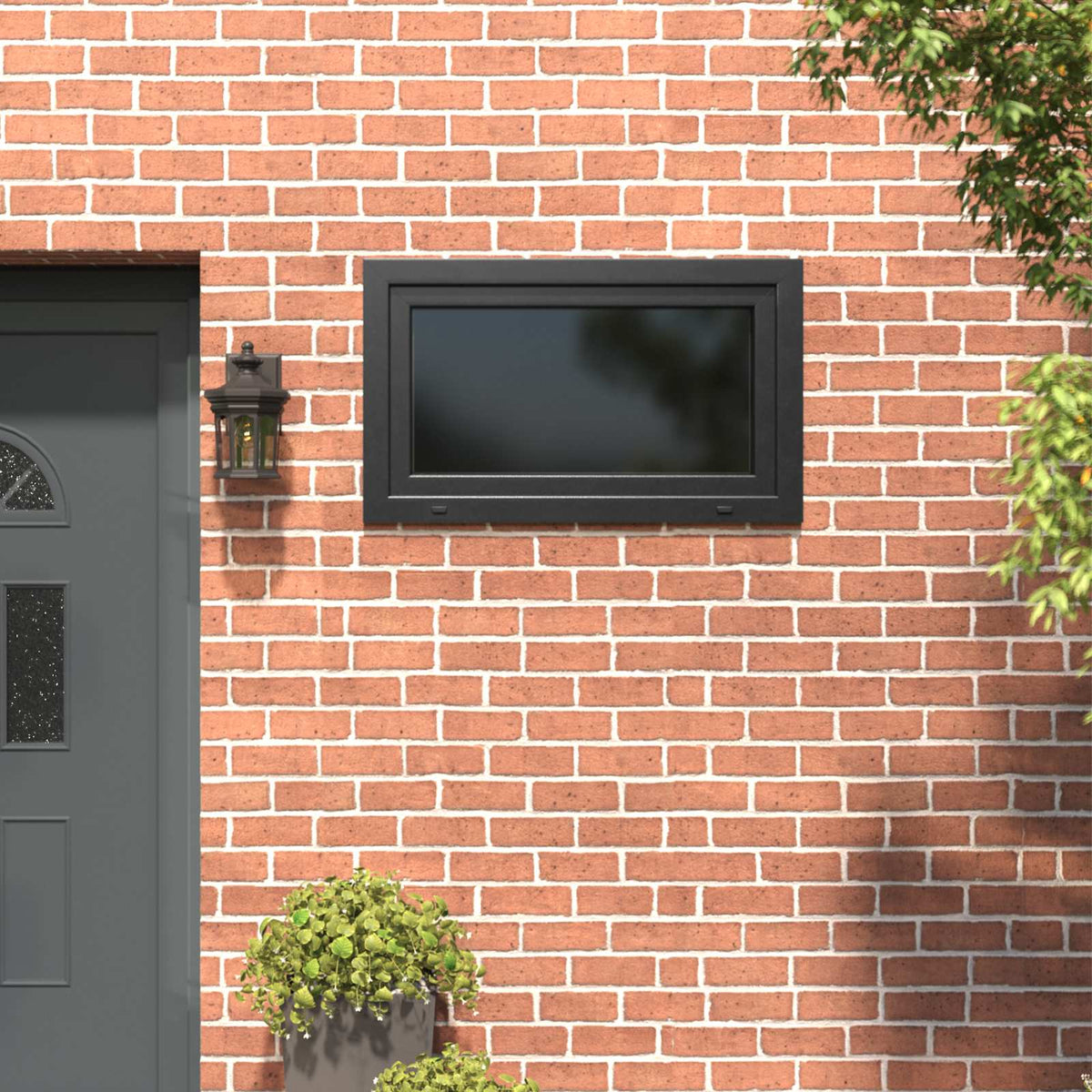 Basement Window Internal Colour White RISOR 80 x 50 cm Tilting and Turn Right Anthracite Two-layer 100 cm 60 cm
