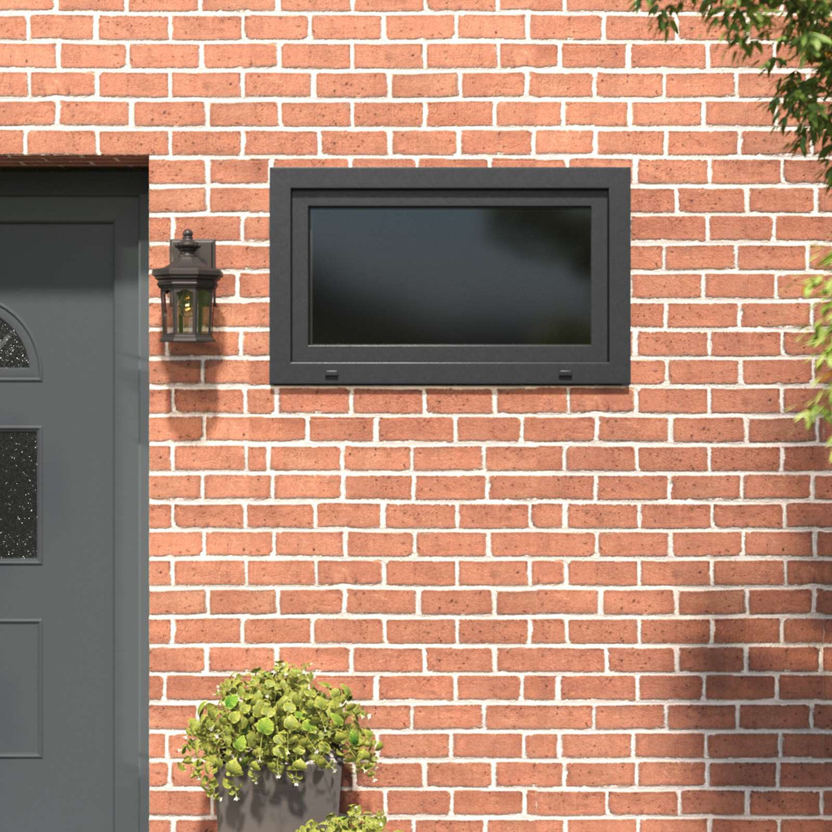 Basement Window Internal Colour White RISOR 80 x 50 cm Tilting and Turn Right Anthracite Two-layer 100 cm 70 cm
