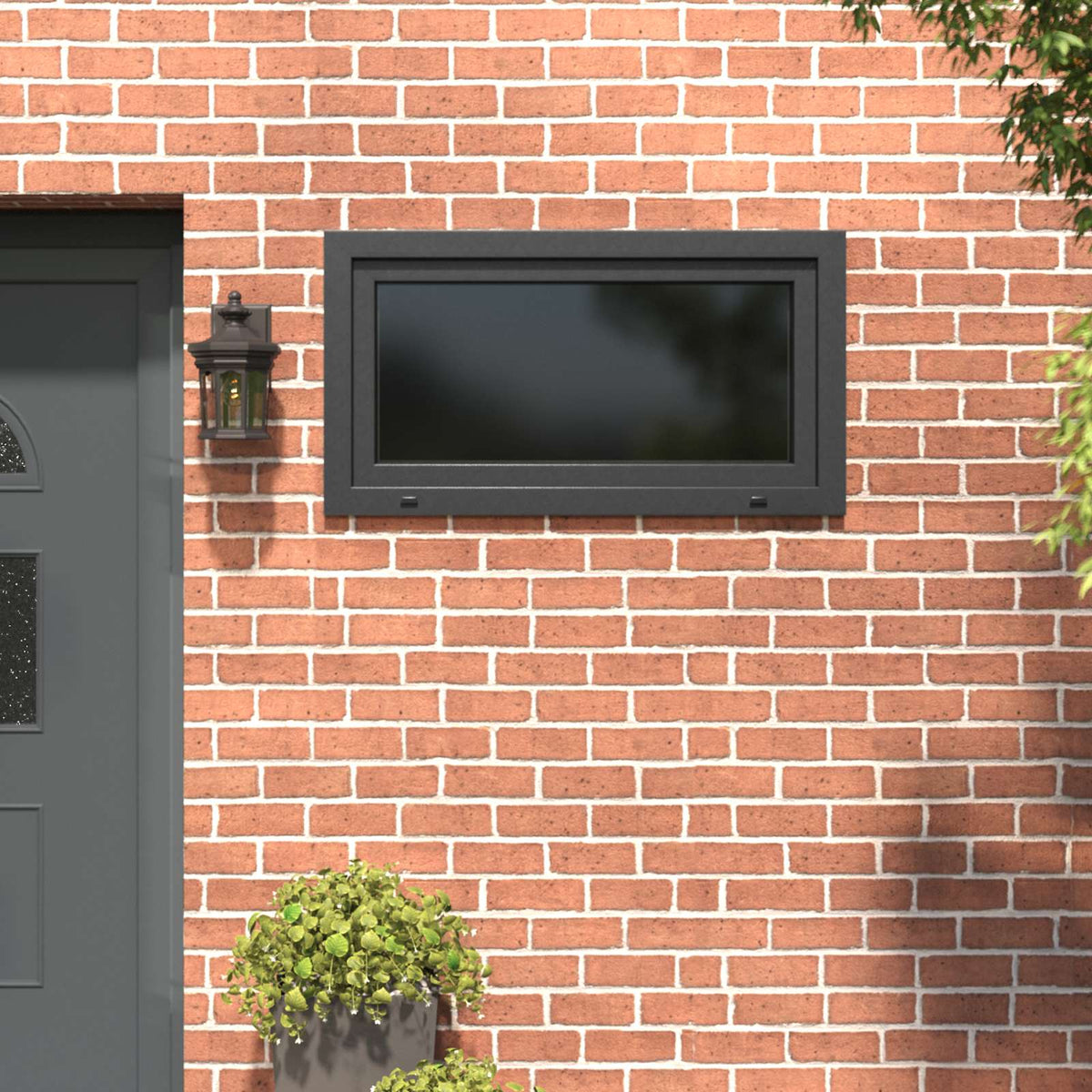 Basement Window Internal Colour White RISOR 80 x 50 cm Tilting and Turn Right Anthracite Two-layer 110 cm 50 cm