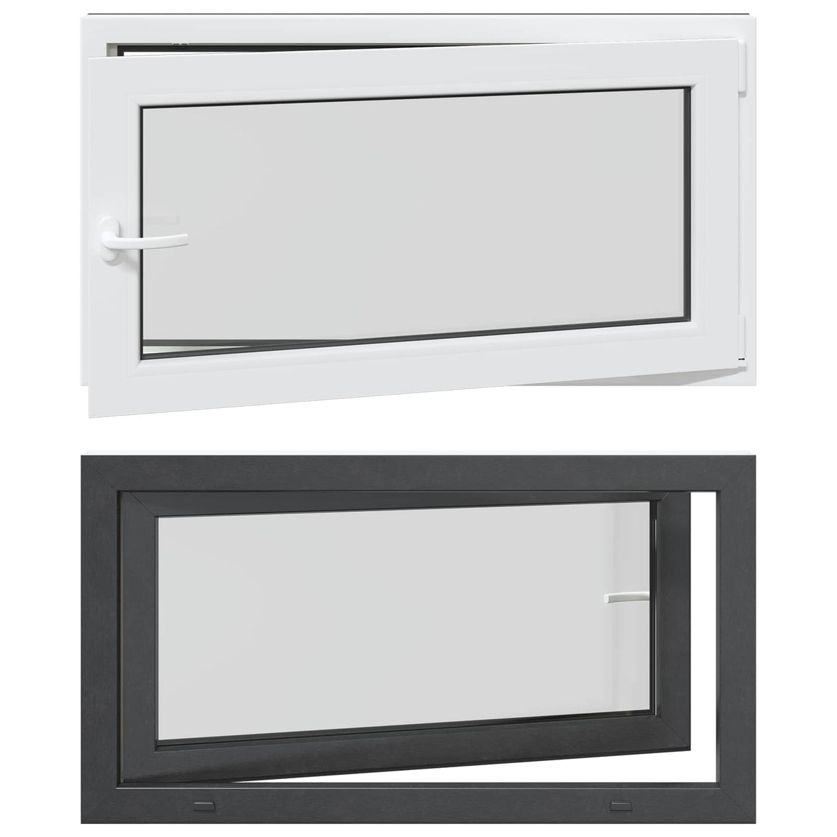 Basement Window Internal Colour White RISOR 60 x 60 cm Tilting and Turn Right Anthracite Three-layer 110 cm 70 cm
