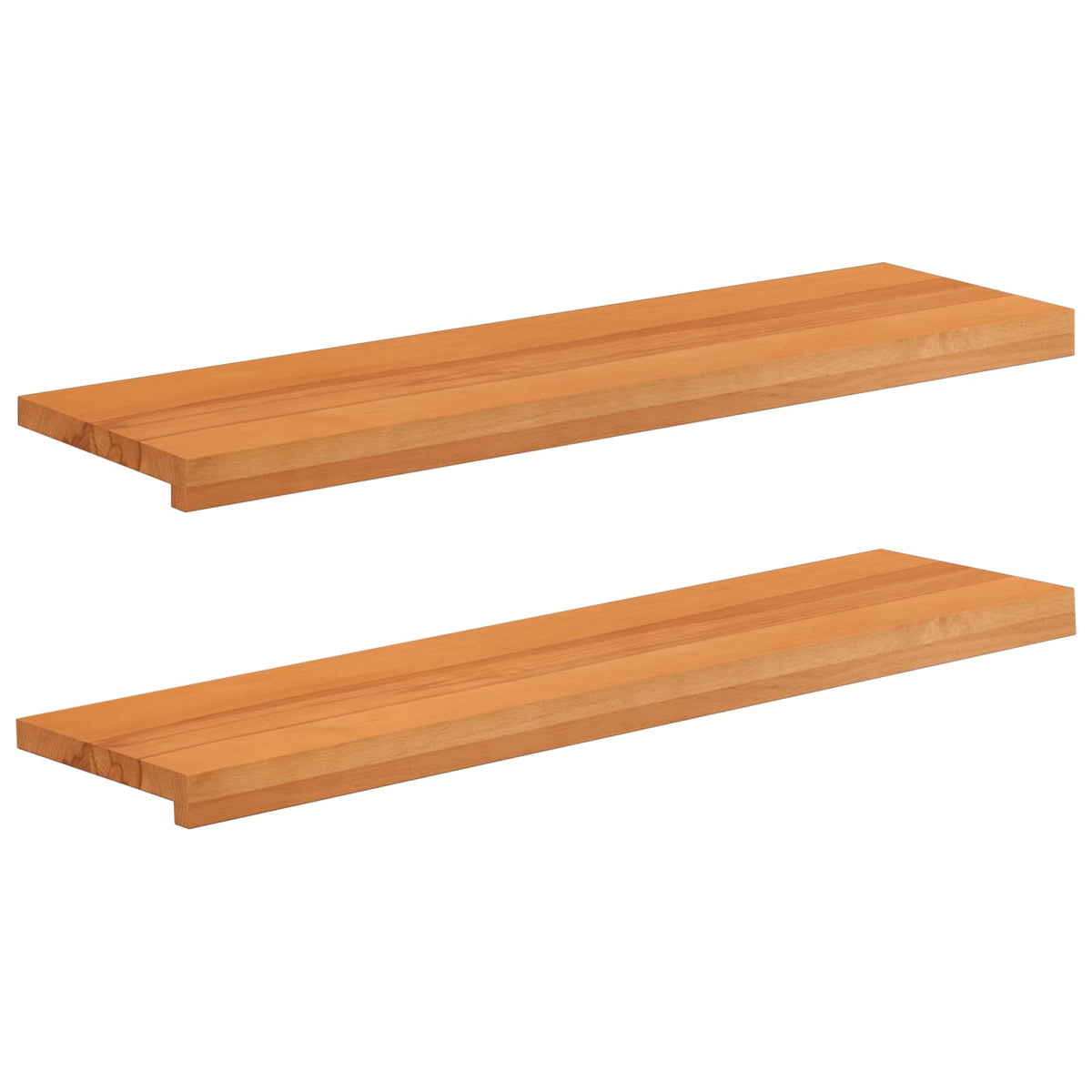 Stair Treads Solid Beech Wood Depth 25 cm 2 pcs Light Brown 90 cm