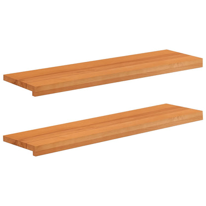 Stair Treads Solid Beech Wood Depth 25 cm 2 pcs Light Brown 90 cm