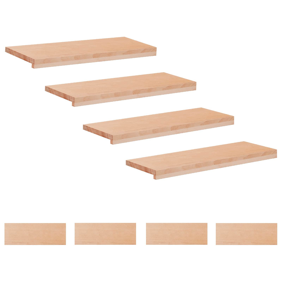 vidaXL Stair Treads 8 pcs 80 x 25 x 2 cm Natural Solid Beech Wood 2
