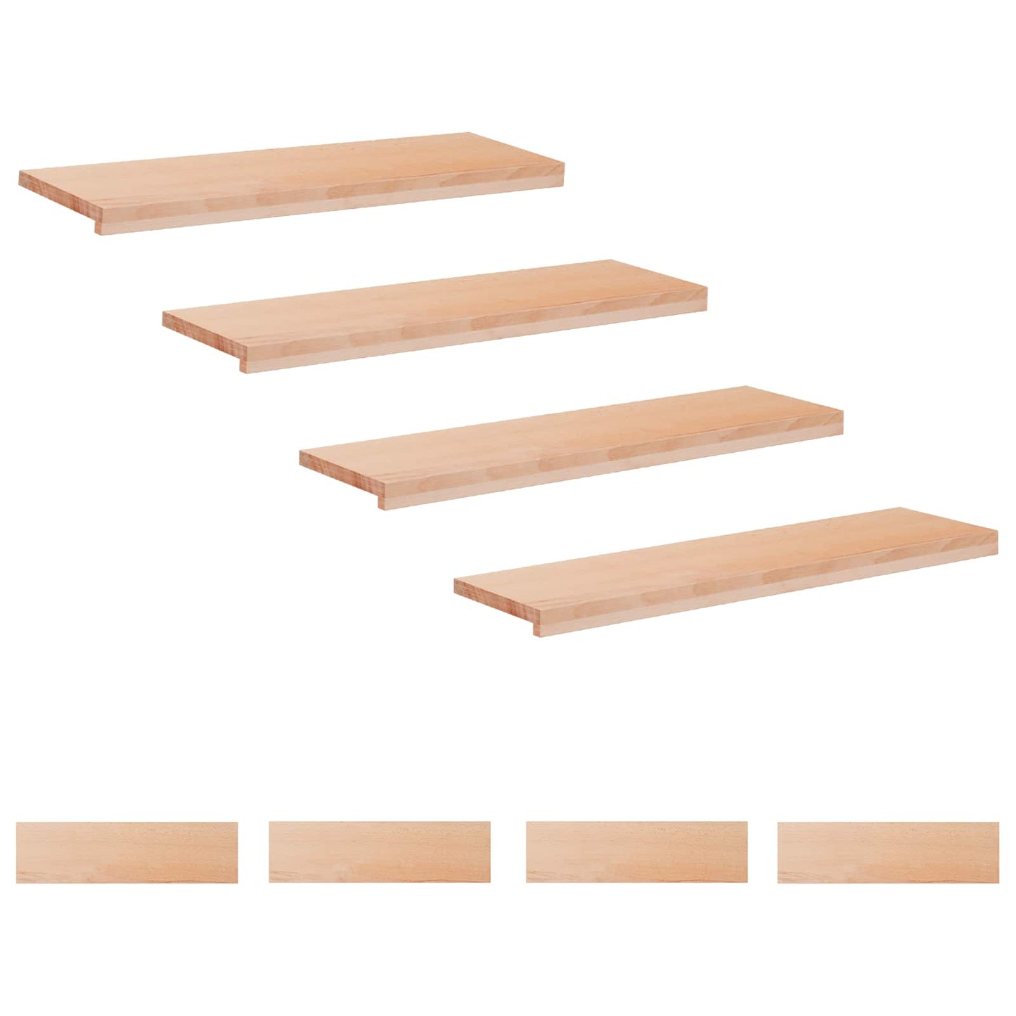 vidaXL Stair Treads 8 pcs 90 x 25 x 2 cm Natural Solid Beech Wood 1