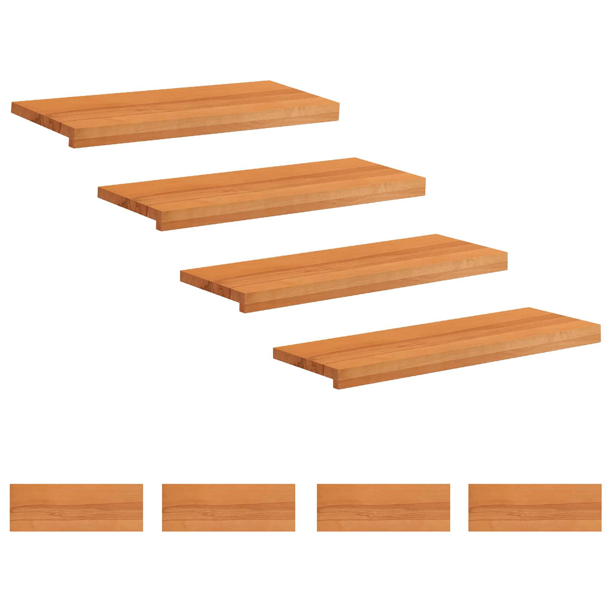 vidaXL Stair Treads 8 pcs 80 x 30 x 2 cm Light Brown Solid Beech Wood 2