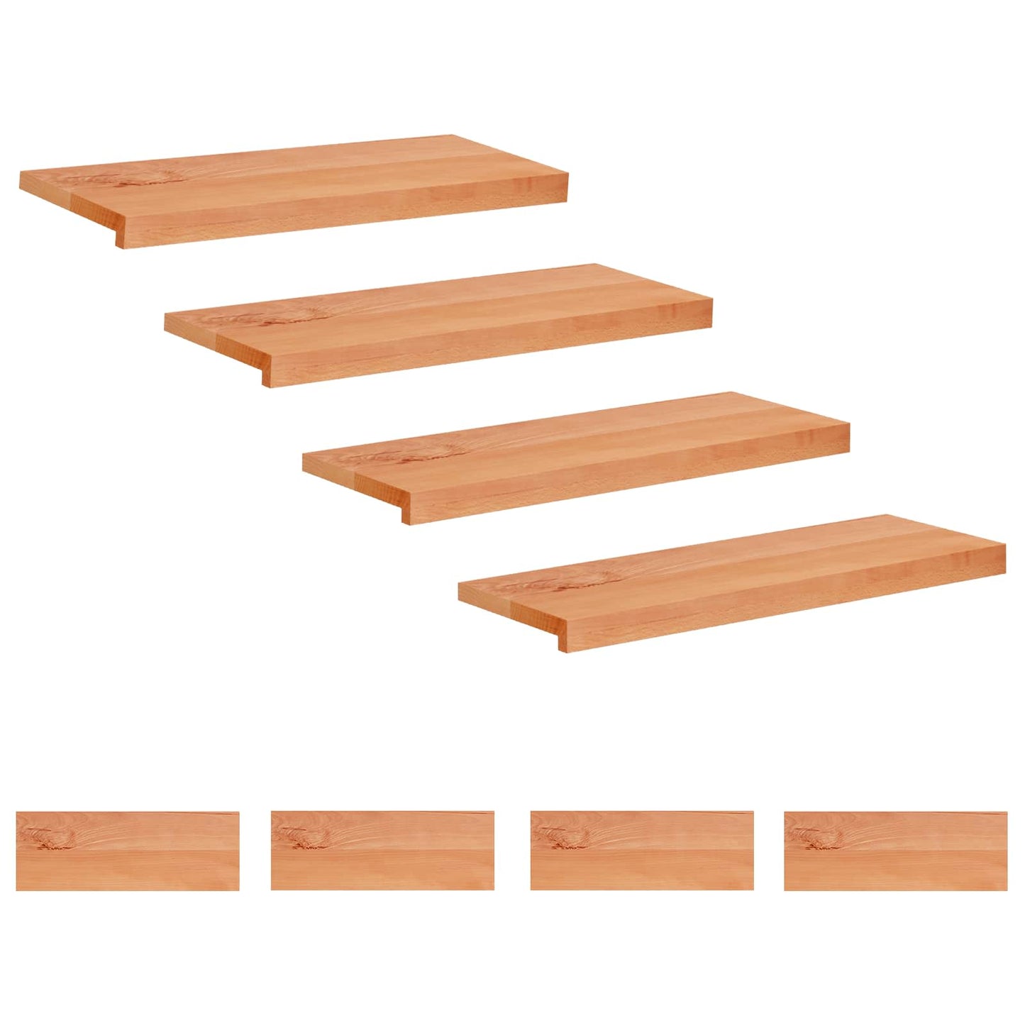 vidaXL Stair Treads 8 pcs 70 x 25 x 2 cm Varnish Solid Beech Wood 1