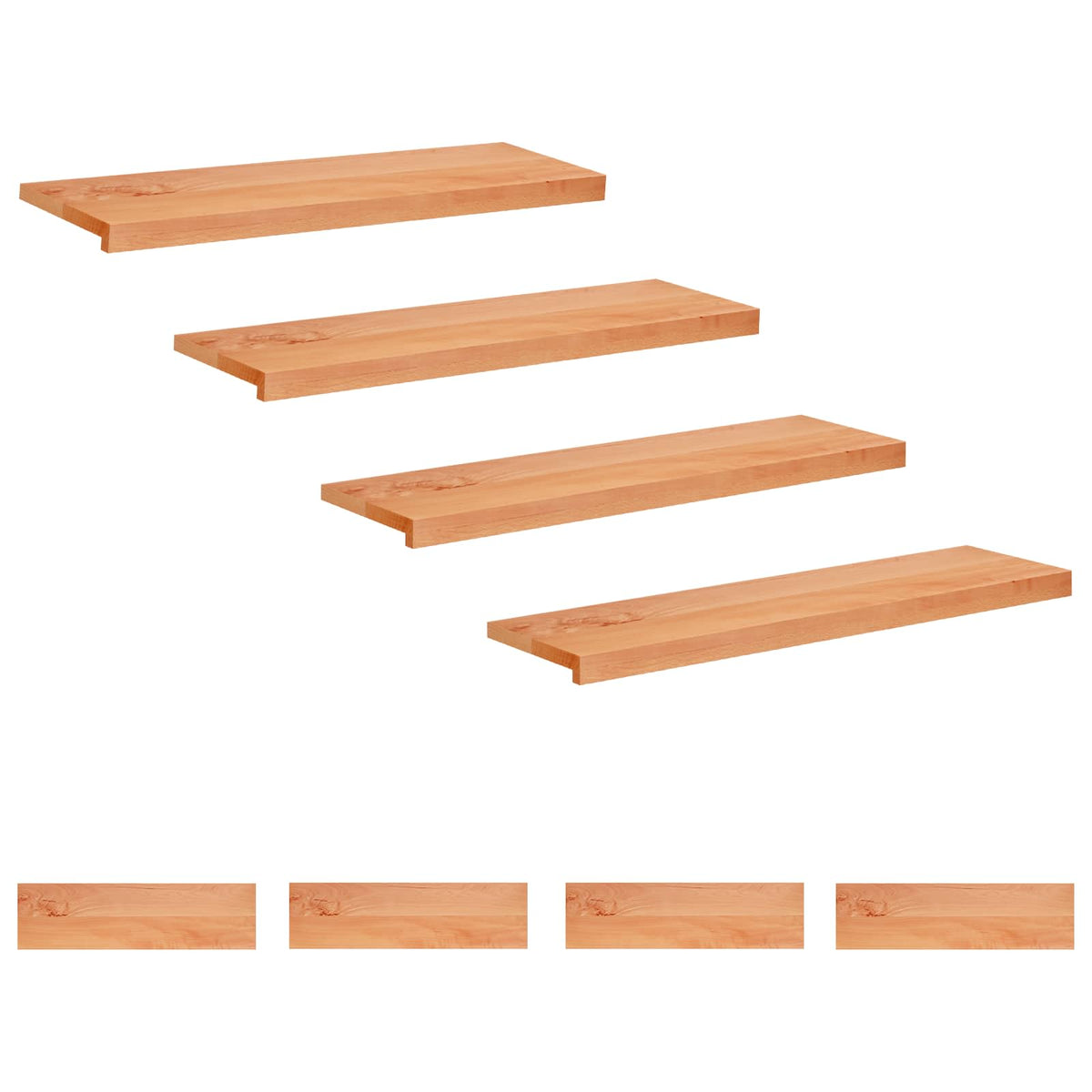 vidaXL Stair Treads 8 pcs 90 x 25 x 2 cm Varnish Solid Beech Wood 2