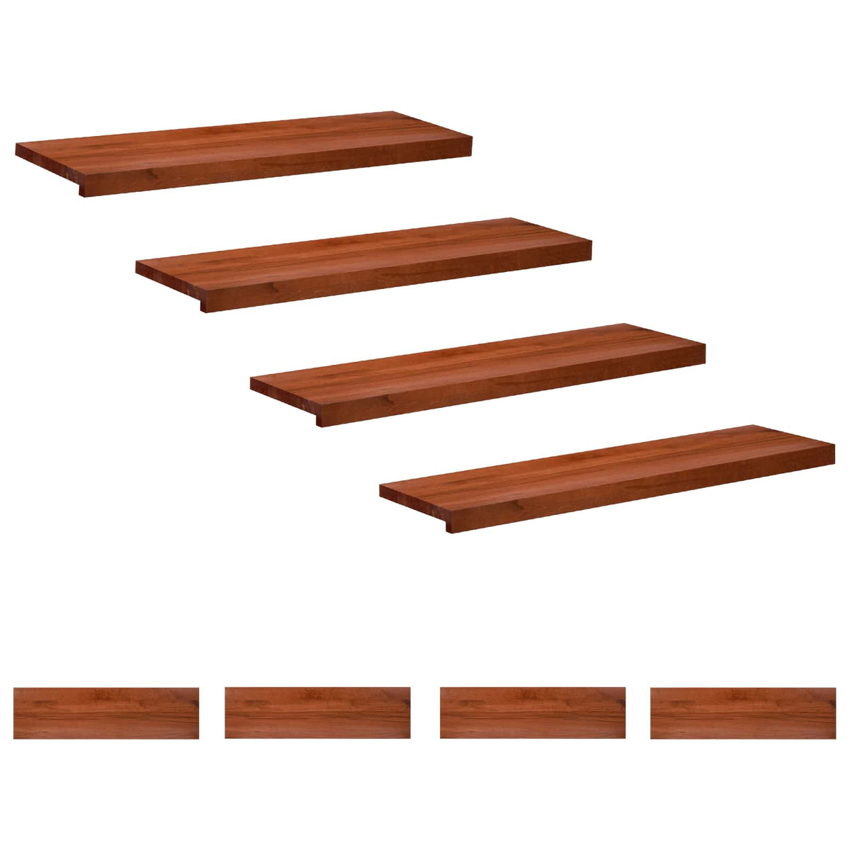 vidaXL Stair Treads 8 pcs 90 x 25 x 2 cm Brown Solid Beech Wood 2