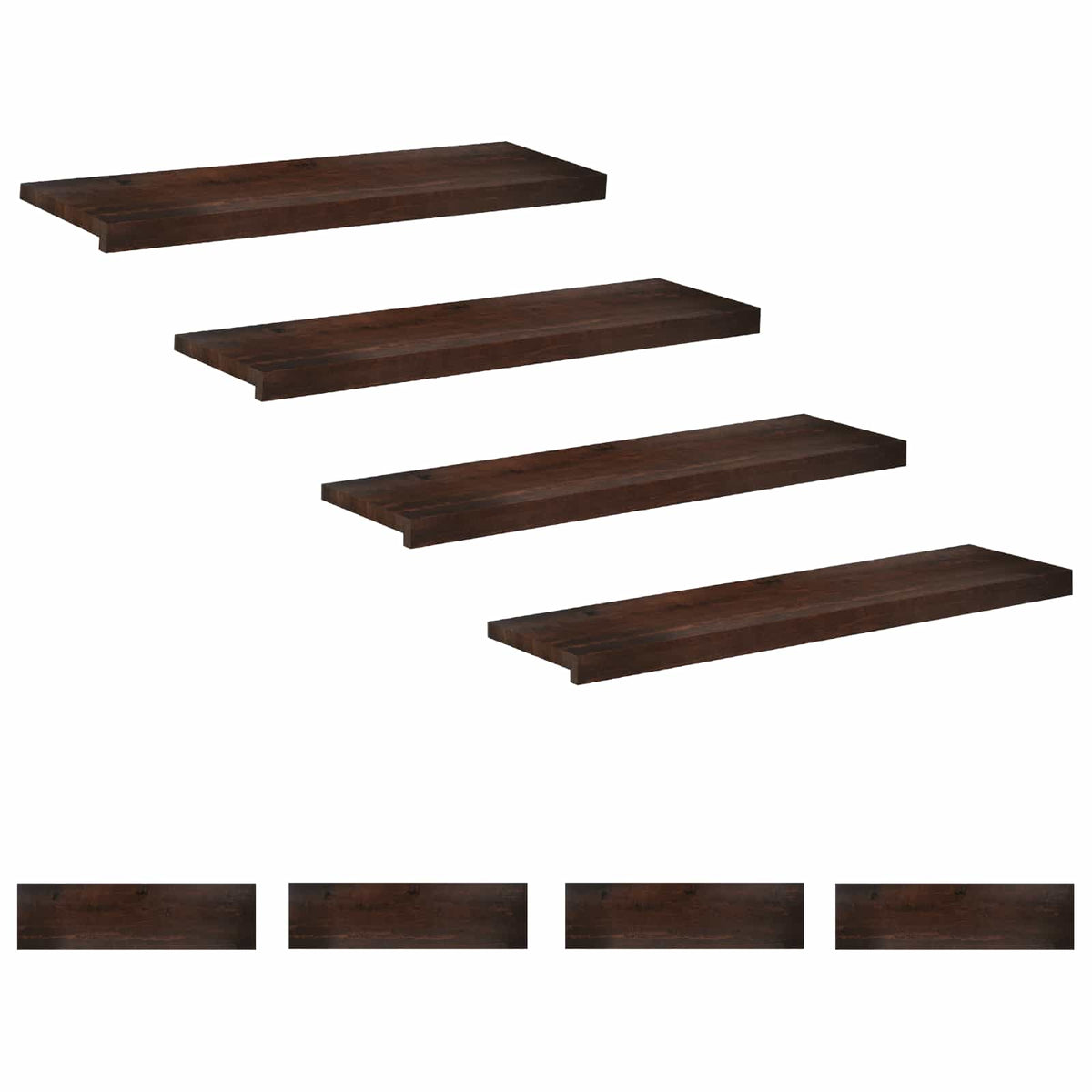vidaXL Stair Treads 8 pcs 100 x 25 x 2 cm Dark Brown Solid Beech Wood 2