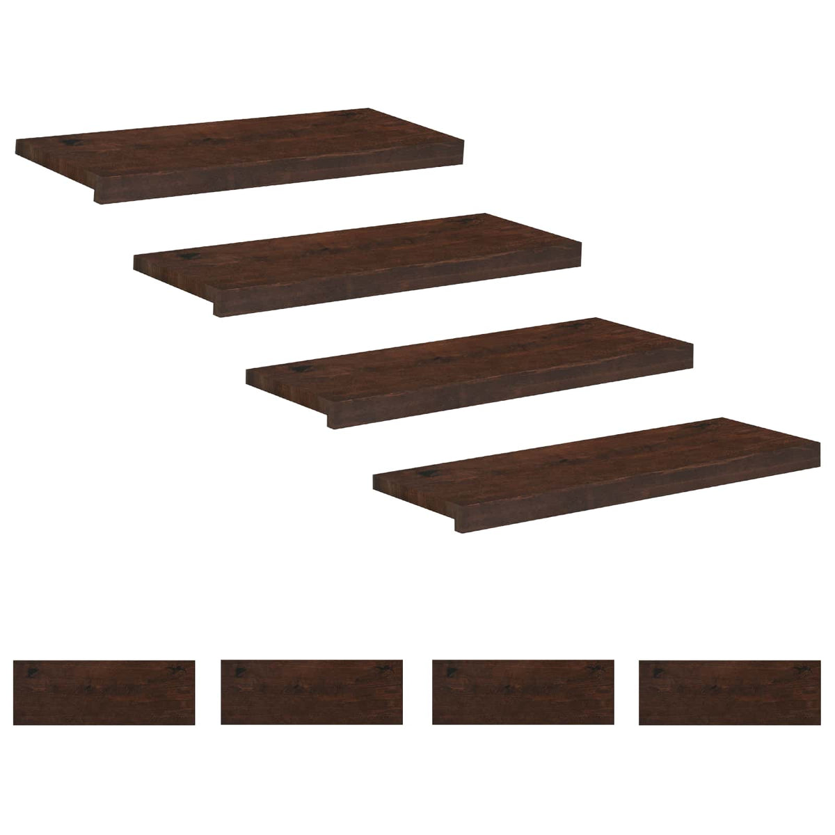 vidaXL Stair Treads 8 pcs 80 x 30 x 2 cm Dark Brown Solid Beech Wood 2