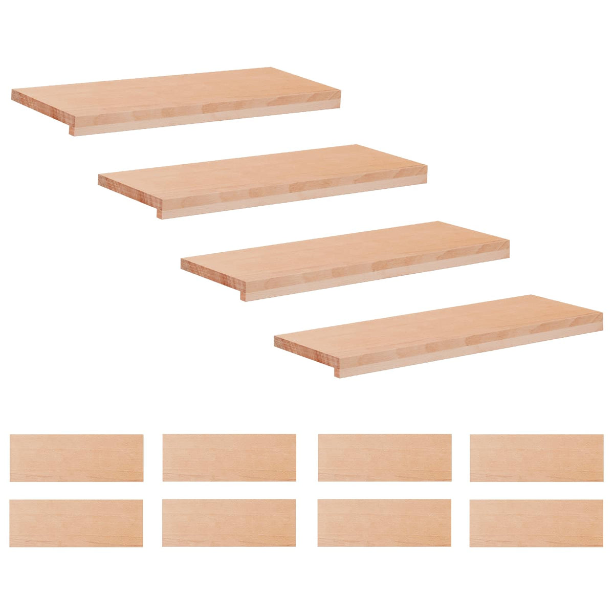 vidaXL Stair Treads 12 pcs 80 x 25 x 2 cm Natural Solid Beech Wood 2
