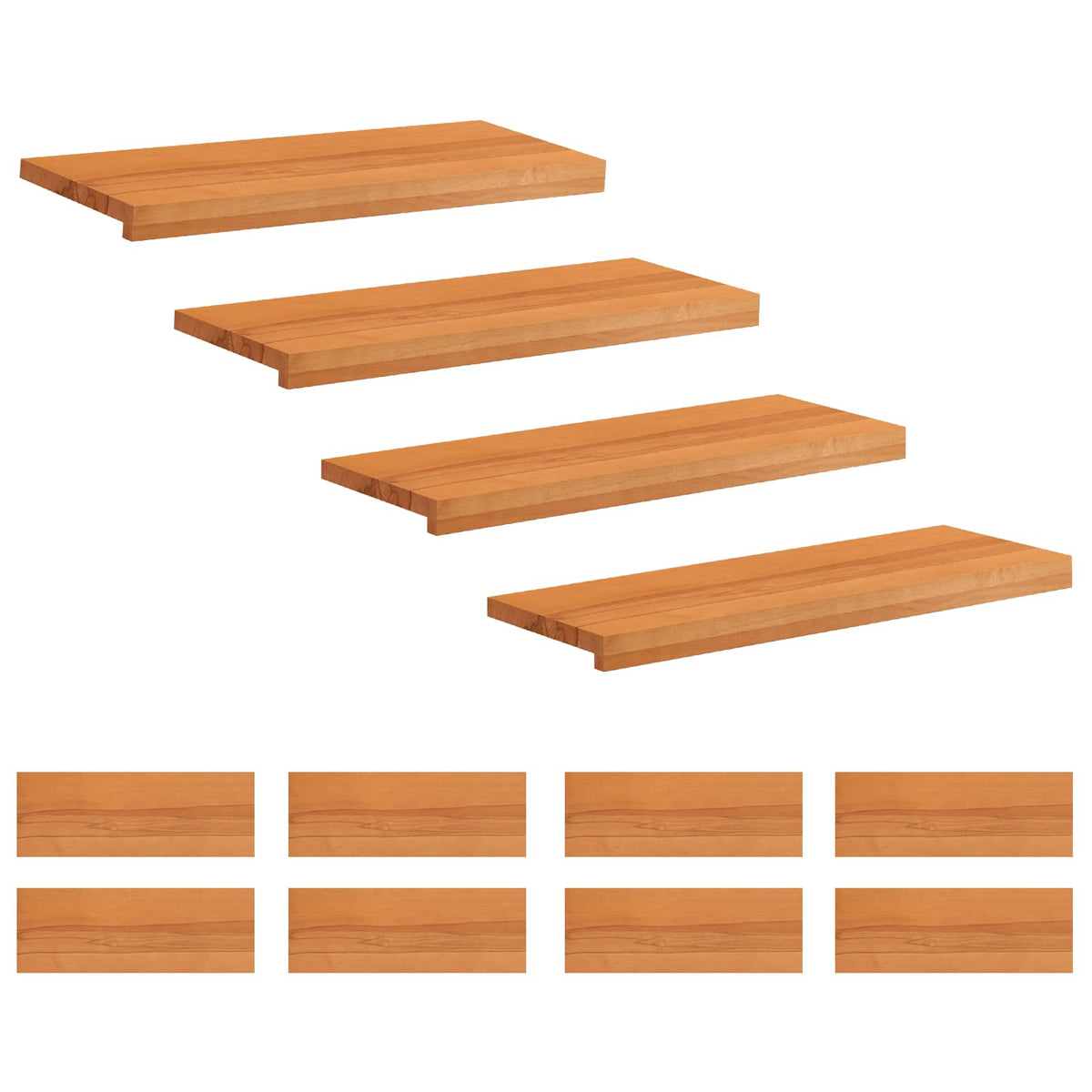 vidaXL Stair Treads 12 pcs 70 x 25 x 2 cm Light Brown Solid Beech Wood 2