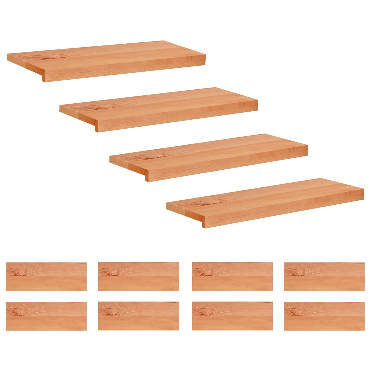 vidaXL Stair Treads 12 pcs 70 x 25 x 2 cm Varnish Solid Beech Wood 2