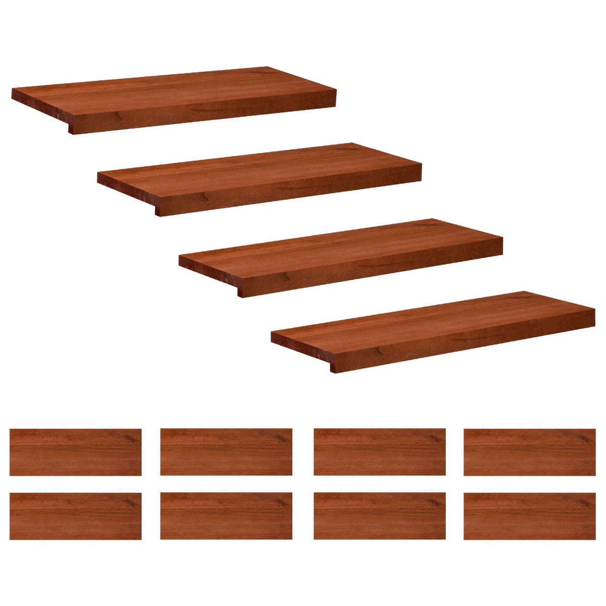 vidaXL Stair Treads 12 pcs 70 x 25 x 2 cm Brown Solid Beech Wood 2