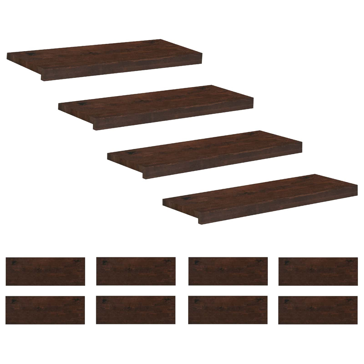 vidaXL Stair Treads 12 pcs 70 x 25 x 2 cm Dark Brown Solid Beech Wood 2