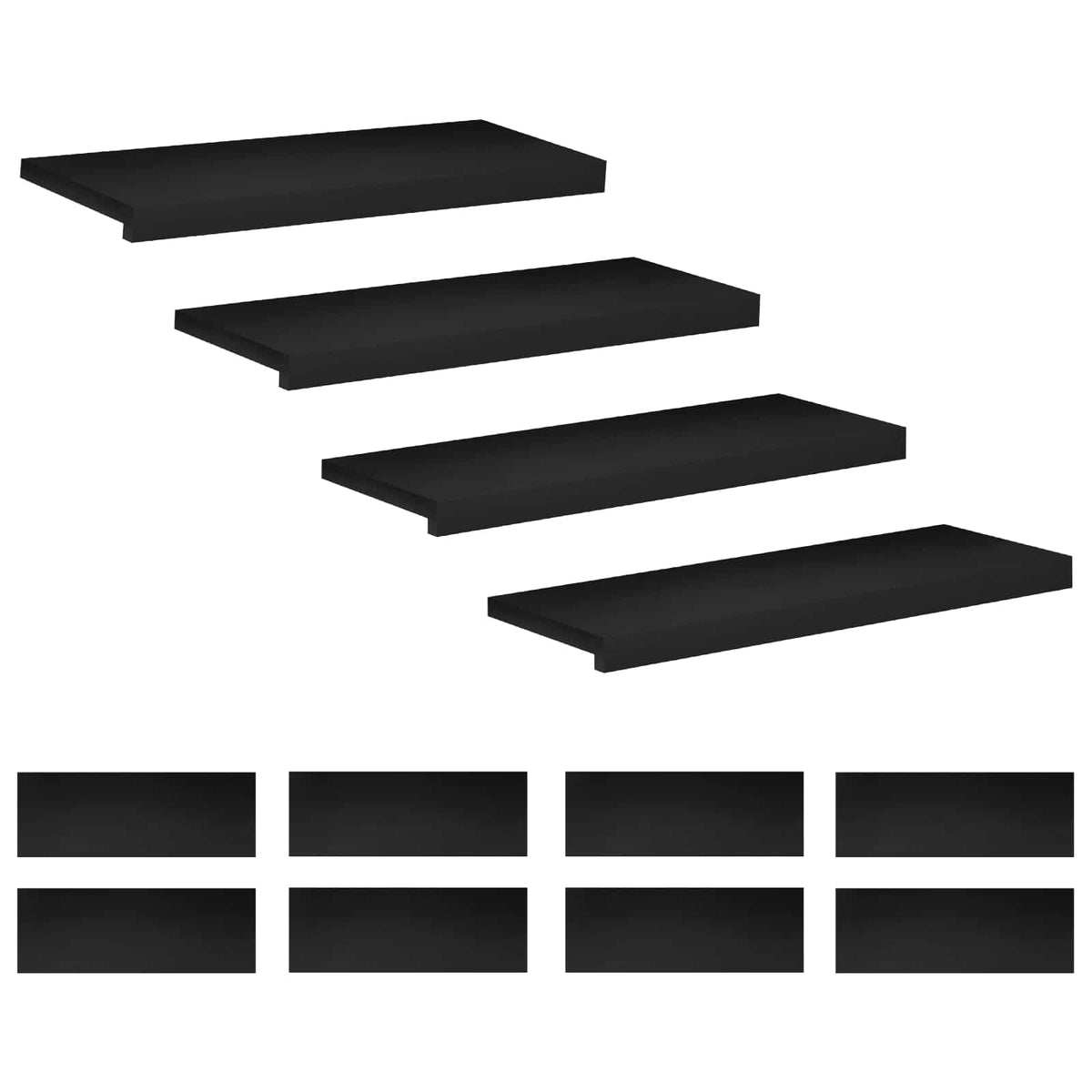 vidaXL Stair Treads 12 pcs 70 x 25 x 2 cm Black Solid Beech Wood 2