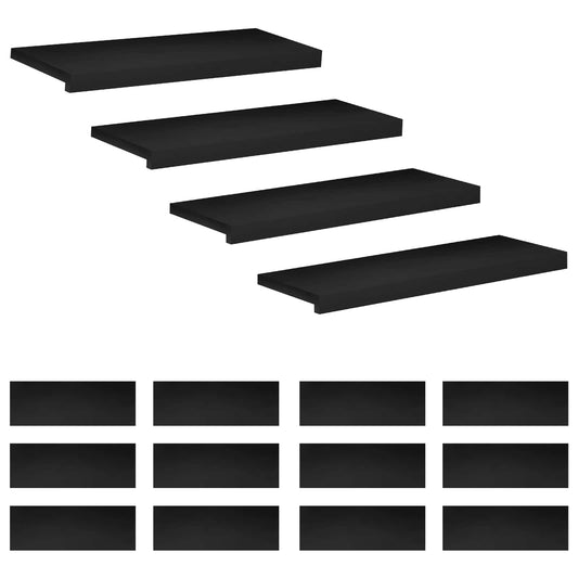 Stair Treads Solid Beech Wood Depth 30 cm 16 pcs Black 70 cm