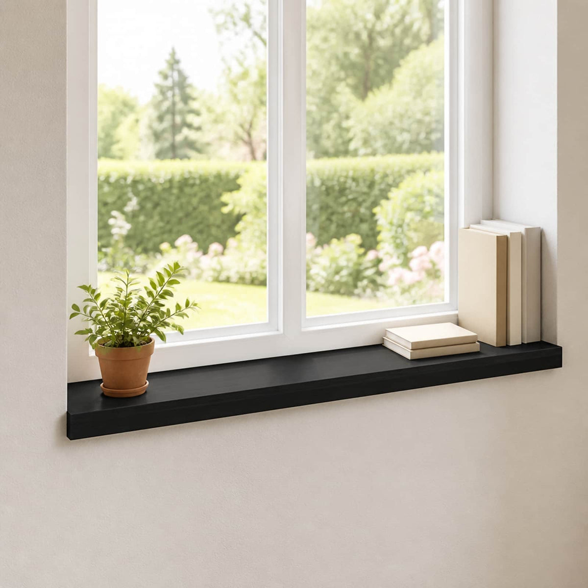 Window Sills 2 pcs Solid Beech Wood Depth 15 cm Black 70 cm