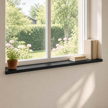 Window Sills 2 pcs Solid Beech Wood Depth 15 cm Black 110 cm