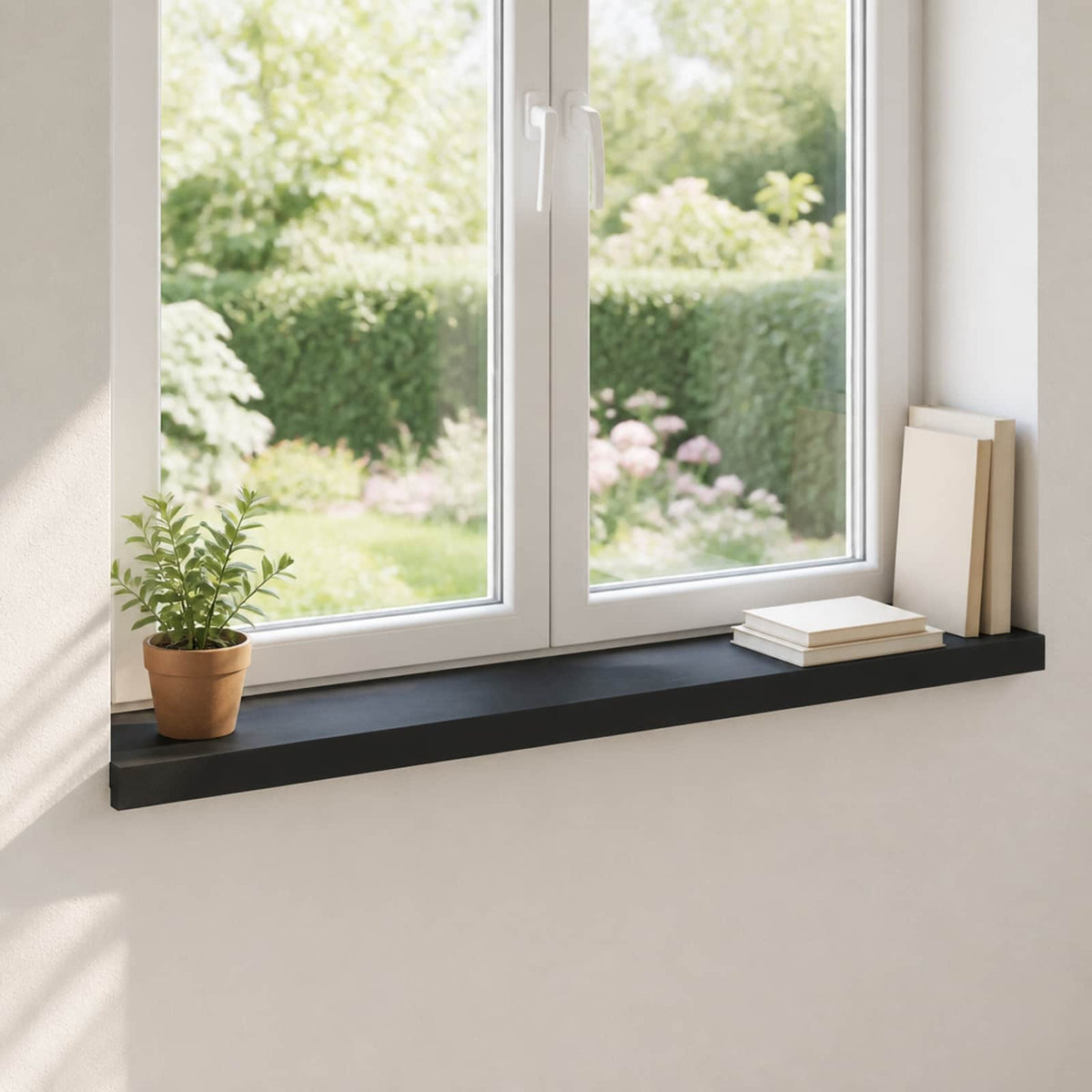 Window Sills 2 pcs Solid Beech Wood Depth 20 cm Black 70 cm