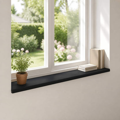 Window Sills 2 pcs Solid Beech Wood Depth 30 cm Black 110 cm