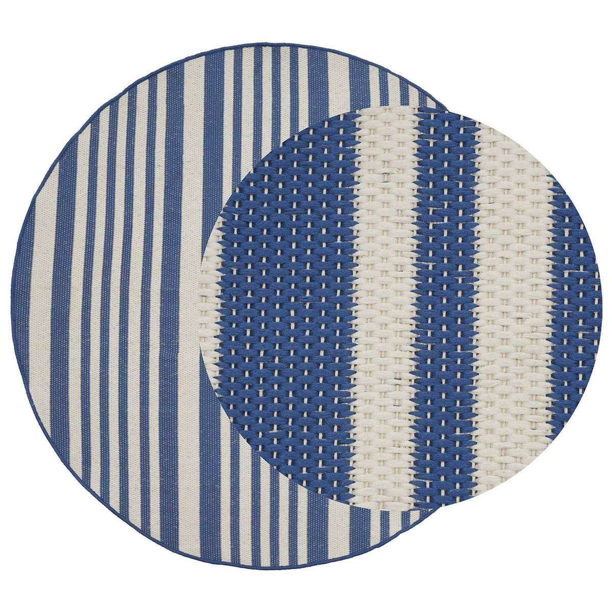 vidaXL In- and Outdoor Rug OLITE Natural and Navy Blue Ø 160cm 100% PP 2