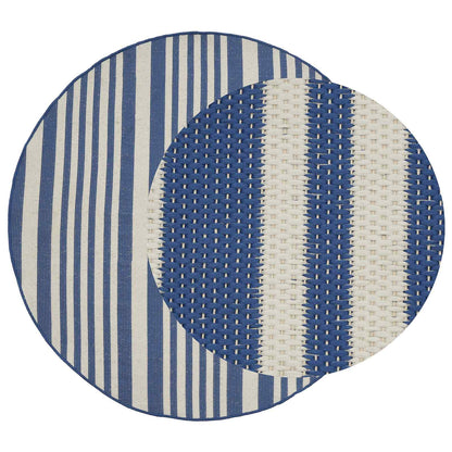 vidaXL In- and Outdoor Rug OLITE Natural and Navy Blue Ø 160cm 100% PP 2